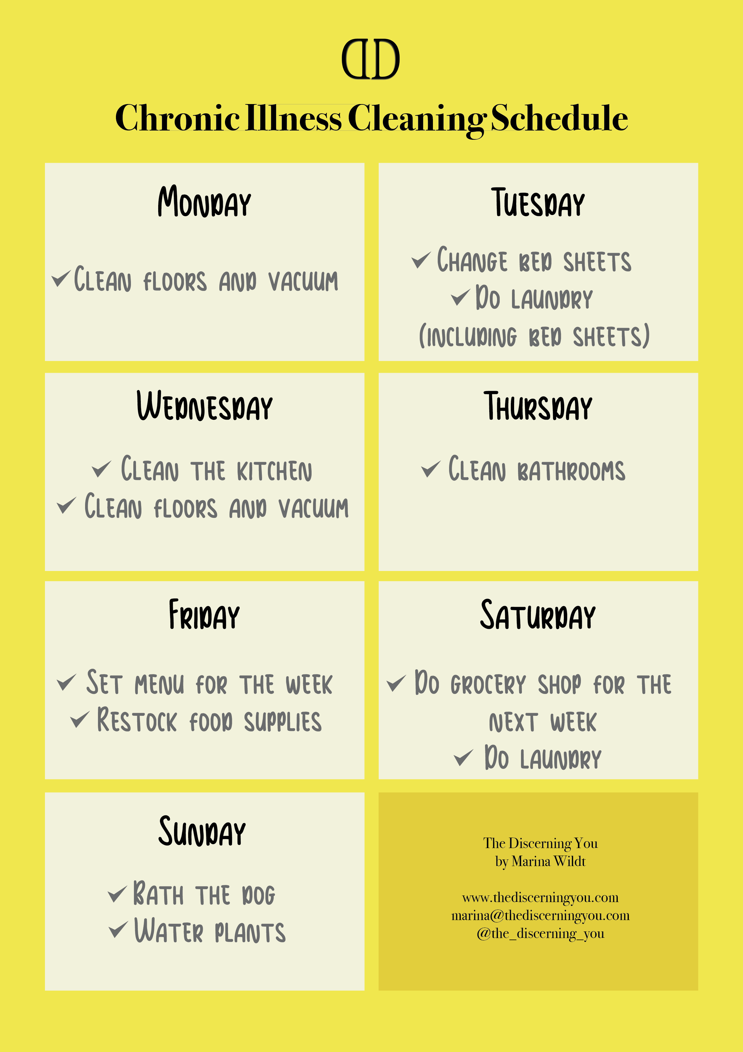 Chronic Illness Cleaning Schedule